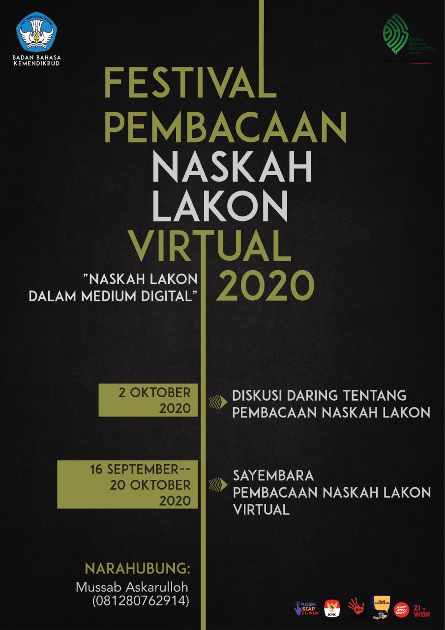 Festival Pembacaan Naskah Lakon Virtual Tahun 2020 “Naskah Lakon dalam Medium Digital”